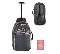 Bordlite Ryanair 40x20x25cm Cabin Backpack on Wheels - Lightweight 2 in 1 Trolley Bag & Rucksack (20L) - Fits Ryanair Free Hand Luggage Allowance + Free Pink Passport Holder