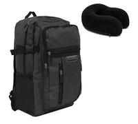 Bordlite RYANAIR 40x20x25cm Carry On Underseat Cabin Backpack with Memory Foam Neck Pillow - Airline Approved Travel Rucksack for EasyJet, Jet2, Ryanair, Virgin Atlantic & KLM (Black)