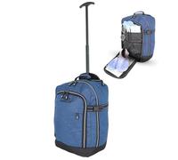 Bordlite RyanAir Approved Cabin Holdall on Wheels, 40x25x20cm Hand Luggage Bag, Extendable Handle, Multi Pocket Twill Travel Bag - 20L - Navy