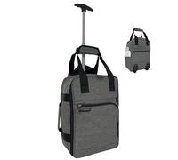 Bordlite RyanAir Approved Cabin Holdall on Wheels, Extendable Handle, Multi Pocket Twill Travel Bag - 40x25x20cm - Grey