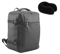 Bordlite Ryanair Cabin Backpack 40x30x20cm Black with Black Travel Pillow - Underseat Travel Backpack for Wizz Air & EasyJet, Waterproof Tarp Carry On Bag with Laptop Sleeve & Security Pocket