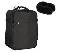 Bordlite Ryanair Cabin Backpack 40x30x20cm Khaki - Underseat Travel Backpack for Wizz Air & EasyJet, Water-Resistant Polyester Carry On Bag (Black + Black Neck Pillow)