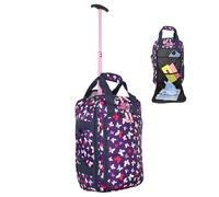 Bordlite Ryanair, EasyJet Kids Cabin Approved Holdall on Wheels, Underseat Carry-Ons, Extendable Handle, Multi Pocket, Travel Bag - 40x20x25cm - Flight Bags for Boys & Girls - Butterfly