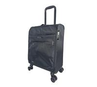 Bordlite Soft Sided Cabin Approved Hand Luggage Suitcase - Extendable Handle Dual Wheel Multi Pocket Travel Bag 46x35x20cm (Black/Grey)