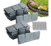 Bordo Perimetrale Da Giardino, Set Completo Da 20 Pezzi Di Bordo Regolabile, Bordos Per Aiuole Realizzato In Pietra Artificiale, Per Esterni: Giardini, Aiuole, Patio, Cortili, Marciapiedi E Vialett