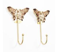 bordorsse Vintage Wall Hooks Decorative Rack Hangers, 2 Pack Metal Wall Mounted Hook with Butterfly Shape for Hanging Coats
