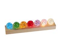 BORDRISE 7 Colour Crystal Ball with LED Wooden Base - 40mm Ice Cracked Glass Sphere Night Light, Colour-Changing Glow, Calm Atmosphere for Home Decor, Meditation & Gift Giving