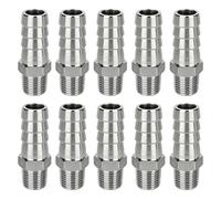 BORDSTRACT 10 Pcs Stainless Steel Hex Hose Barb Adapter BSPT 1/4" x 14mm Male Adapter for Auto,Moto,Marine,Truck,RV Fuel Systems