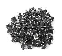 BORDSTRACT 100 pièces interrupteur tactile 6 × 6 × 4,3 mm avec broches, plastique et fer, DC12V, 50mA