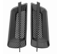 BORDSTRACT 2pcs Electroplated Silver Car Air Intake Grille Cover, 22x5cm 8.7x2.0in Carbon Fiber Style Vent Decor for Universal Vehicle Exterior (Black Gray)