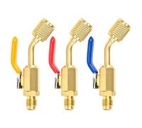 BORDSTRACT 3-Pack Angled Valves - 1/4" SAE Female HVAC Ball Valve | Solid brass , 1/4" SAE , 90° quick turn , Leak-proof seal , Fits R22, R410A & auto AC