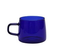 BORDSTRACT 350ml Glass Coffee Cup with Handle, Crystal Clear Heat Proof Mug for Home Cafe Use, Stylish Coffee or Tea Drinking Cup (Blue)