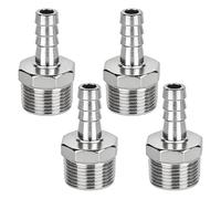 BORDSTRACT 4 Pcs Stainless Steel Hex Bars Hose Barb to BSPT Male Adapter BSPT1 x 14mm for Automotive, Motorcycle, Marine, Truck, RV Fuel Systems