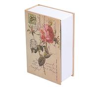BORDSTRACT Book Safe, Textured Paper Stainless Steel Texture Rose Pattern Simulation Dictionary Model Book Deposit Box for Storage of Cash Storage