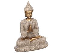 BORDSTRACT Buddha Statue, Meditating Seated Buddha Sculpture, 3.1 Inch Thai Sitting Buddha Statue Carving Figurine Craft for Home, Office, Desk, Decoration, Ornament, Gift(A Golden)
