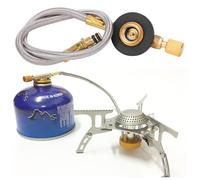 BORDSTRACT Camping Gas Refill Adapter, Universal Brass Stove Burners Switching Valve Regulator with Tube for Outdoor BBQ Camping