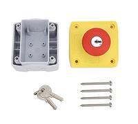 BORDSTRACT Emergency Stop Switch Station Box, IP65 380V 5A Push Button, Key Release or Press Release, Waterproof Mushroom Push Button