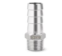 BORDSTRACT Hose Barb Fitting | BSP 1/2x19mm 1Pc | SS304 Stainless | Male Thread Pipe Connector | For Air Fuel Water Hose, Barb Tail Coupling, Corrosion Resistant Plumbing Fitting