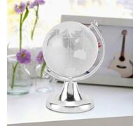 BORDSTRACT Mini Crystal World Globe Ball, Magic Crystal Sphere, Decorative Earth Globe with Metal Base for Home Office Desk Display and Gift Giving, 6.5x4cm