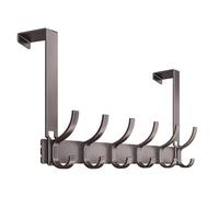 BORDSTRACT Over the Door Hooks, 8 Hooks with 11in/28cm Arms Space Aluminum Hanging Towel Robe and Clothing Hanger for Bathroom Wreath Ironing Board Holder Cute Thin and Heavy Duty