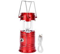 BORDSTRACT Portable Solar LED Camping Tent Light, 2-in-1 Retractable Emergency Lantern & Flashlight, USB Rechargeable for Outdoor Adventures (Red)