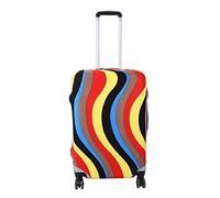 BORDSTRACT Suitcase Cover, 3 Sizes Dust Proof Luggage Protector with 3 Fashion Patterns Tape Design for Travel Business (Colorful Wavy XL26-28)