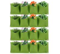 BORDSTRACT Vertical Wall Garden Planter, 4 Pocket Hanging Grow Bags for Flowers, Vegetables, and Herbs, Indoor/Outdoor Decor, 4Pcs