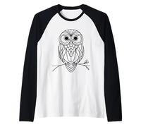 Boreal Owl Line Art Birdwatcher Raglan Baseball Tee