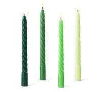 Borealyn 10'' Green Taper Dinner Candles, 4Pcs Twisted Decorative Table Candles, Unscented Tapered Candle Sticks for Home Decor Party Celebration Dining