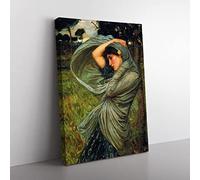 Boreas By John William Waterhouse Classic Painting Canvas Wall Art Print Ready to Hang, Framed Picture for Living Room Bedroom Home Office Décor, 50x35 cm (20x14 Inch)
