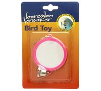 Boredom Breaker Budgie & Canary Round Mirror W/bell 3'' (Pack of 6)
