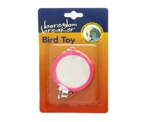 Boredom Breaker Round Mirror with Bell Bird Toy - 8cm