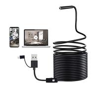 Borescopes USB 3 In 1 Endoscope Inspection Camera With LED Light, 8mm 1200P Waterproof HD Borescope Drainage Camera Semi-rigid Cable For Mobile Phone Tablet PC Desktop Computer