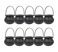 BORFUE 10pcs Black Witch Cauldron Plastic Cauldron Candy Holder Pot with Handle Mini Cauldron Kettles Cups for Halloween Easter Day