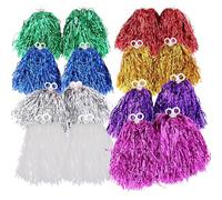 BORFUE 16pcs Cheerleading Pom Poms Metallic Foil Pompoms for Party Fancy Cheerleader Sports Matches