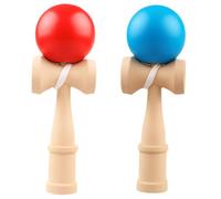 BORFUE 2 Pieces Wooden Kendama Toys Premium Hand Eye Coordination Improve with String Red and Blue Portable Group Game for Group Games Birthday Parties Final Celebrations Beech Wood Wood