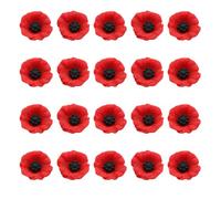 BORFUE 20Pcs Resin Artificial Red Poppy Flower Heads Fake Wildflowers Head Artificial Flowers Poppy for Veterans Day Decoration