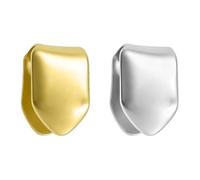 BORFUE 2Pcs Hip Hop Teeth Single Plain Tooth Grills Plated Mouth Teeth Brace,Open Face Front Tooth Caps for Party Cosplay Rapper Accessories