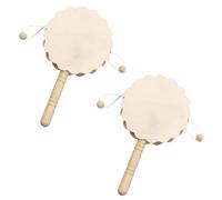BORFUE 2pcs Kid Monkey Drum Hand Wooden Monkey Drums Painting Rattle Mini Drum Rattle Kids Musical Instrument