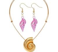 BORFUE 2Pcs Sea Witch Conch Shell Necklace and Earrings Set,Halloween Octopus Costumes Accessories Holiday Party Dress up,Summer Beach Surfer Jewelry Gift