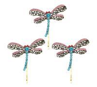 BORFUE 3pcs Dragonfly Hairpin Halloween Dragonfly Graphics Side Clip Fashion Rhinestone Brooch Hair Accessories for Women Girls