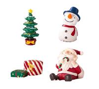 BORFUE 4pcs Christmas Fish Tank Ornament Set Christmas Tree Gift Snowman Santa Desk Topper Decorations for Create Festive Atmosphere