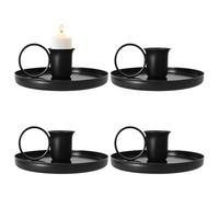 BORFUE 4Pcs Iron Candlestick Holder Metal Taper Candlelight Stand with Handle Fits Standard Taper Farmhouse Rustic Candle Holders for Fireplace Mantle Wedding Dining Party