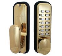 Borg 2201 Digital Push Button Door Lock with Optional Holdback in Brass 60mm