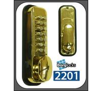 Borg 2201 Digital Push Button Lock - Light Duty Mortice Latch - Polished Brass