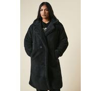 Borg Collared Midi Coat Dorothy Perkins Black S/M