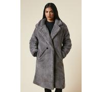 Borg Collared Midi Coat Dorothy Perkins Grey S/M