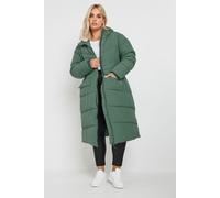 Yours Curve Borg Hooded Padded Coat - Women's - Plus Size Curve Green