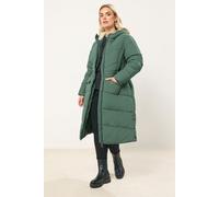 Yours Curve Borg Hooded Padded Coat - Women's - Plus Size Curve Green