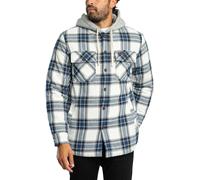 Borg Lined Hooded Overshirt Worker Check White XL